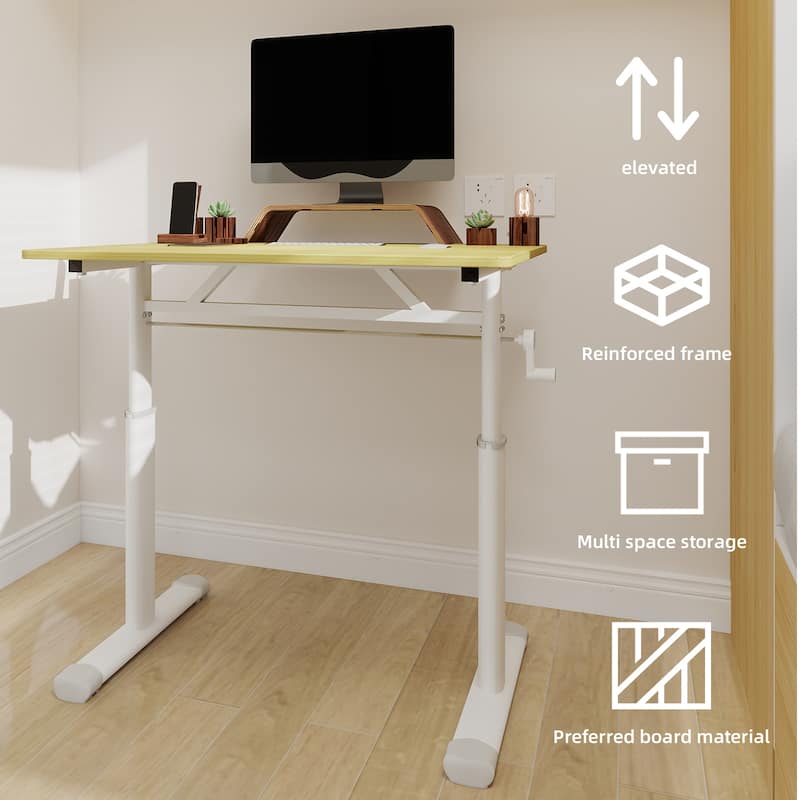 Roomfitters 31.5" Adjustable Height Study Desk - Compact Multi-Purpose Desk for Kids & Adults, Manual Crank Standing Desk
