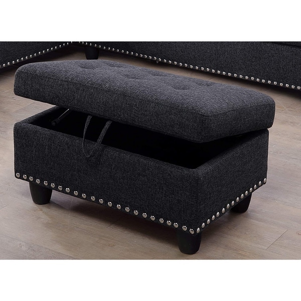 Right Hand  Sectional Sofa Set Build-in Drop Down Coffee Table,Ottoman,2 Pillows 