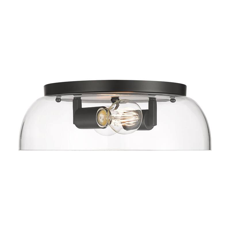 Yep by Golden Lighting Duncan 2-light Flush Mount in Matte Black and Clear Glass