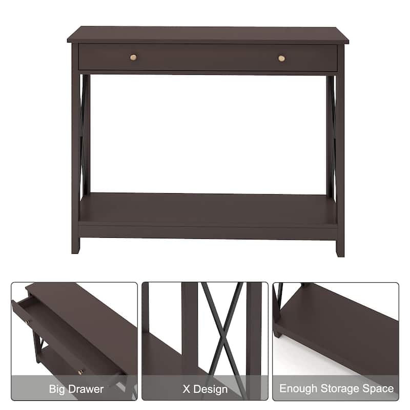 Foyer Entryway Console Table with 1 Drawer and Storage Shelves