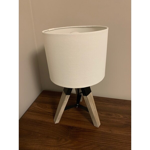 Mestar Decor 16" Mid-Century Modern Table Lamp with Handmade Wooden Tripod Base 