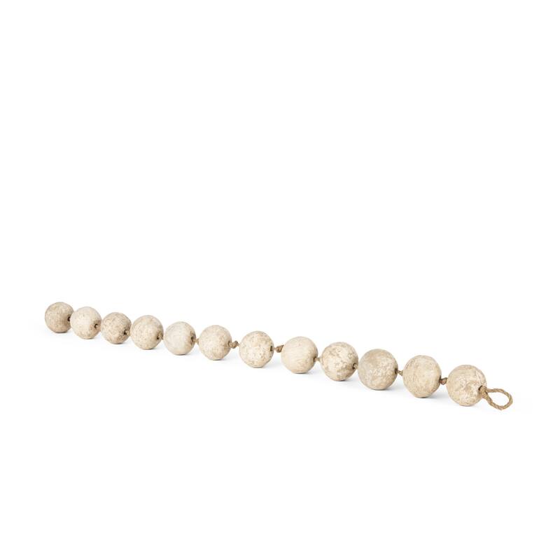 Varamala Beige / Dark Beige Paper Mache Sphere Garland - 40.0L x 2.5W x 2.5H - Beige-Light