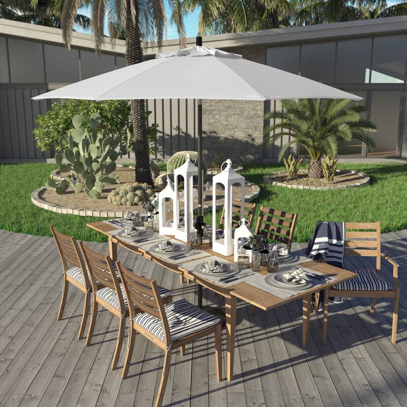 California Umbrella 9' Rd. Aluminum Patio Umbrella, Deluxe Crank Lift with Collar Tilt, Black Frame Finish, Pacifica Fabric