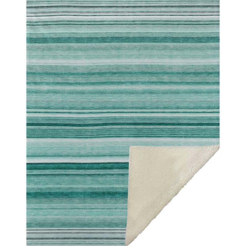 Premium Machine Washable Contemporary Stripes Sherpa Throw Blanket