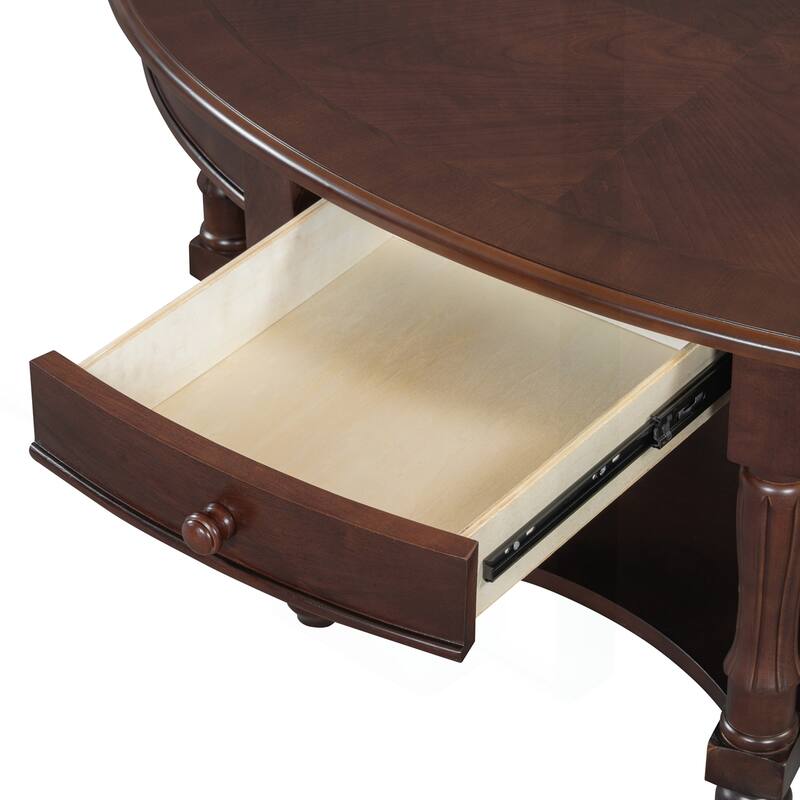 Vintage Oval Coffee Table with Multiple Storage Options and Sturdy Construction