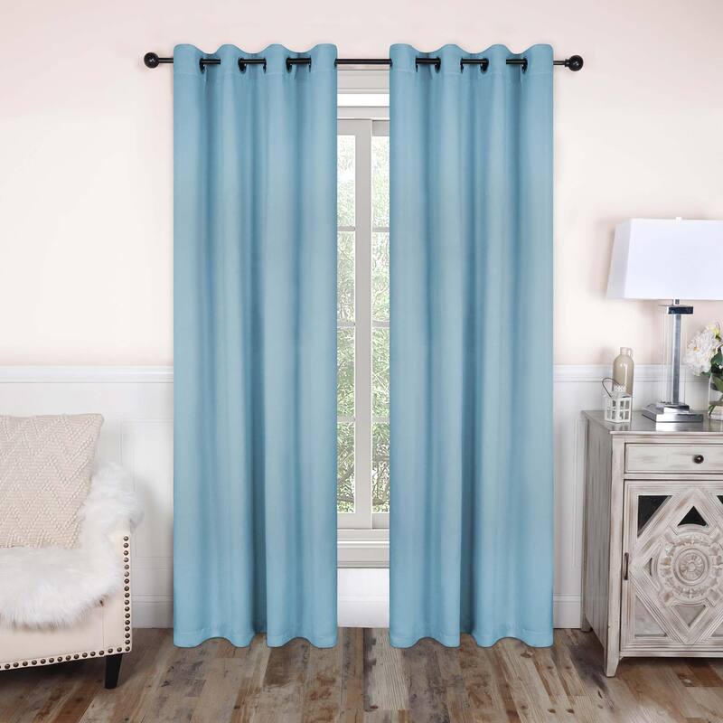 Superior Solid Machine Washable Room Darkening Grommet Curtains, Set of 2