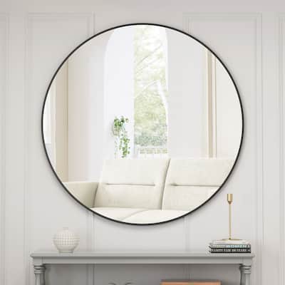 48 Inch Circular Mirror Metal Framed Round Mirror,Vanity Mirror - 48-in