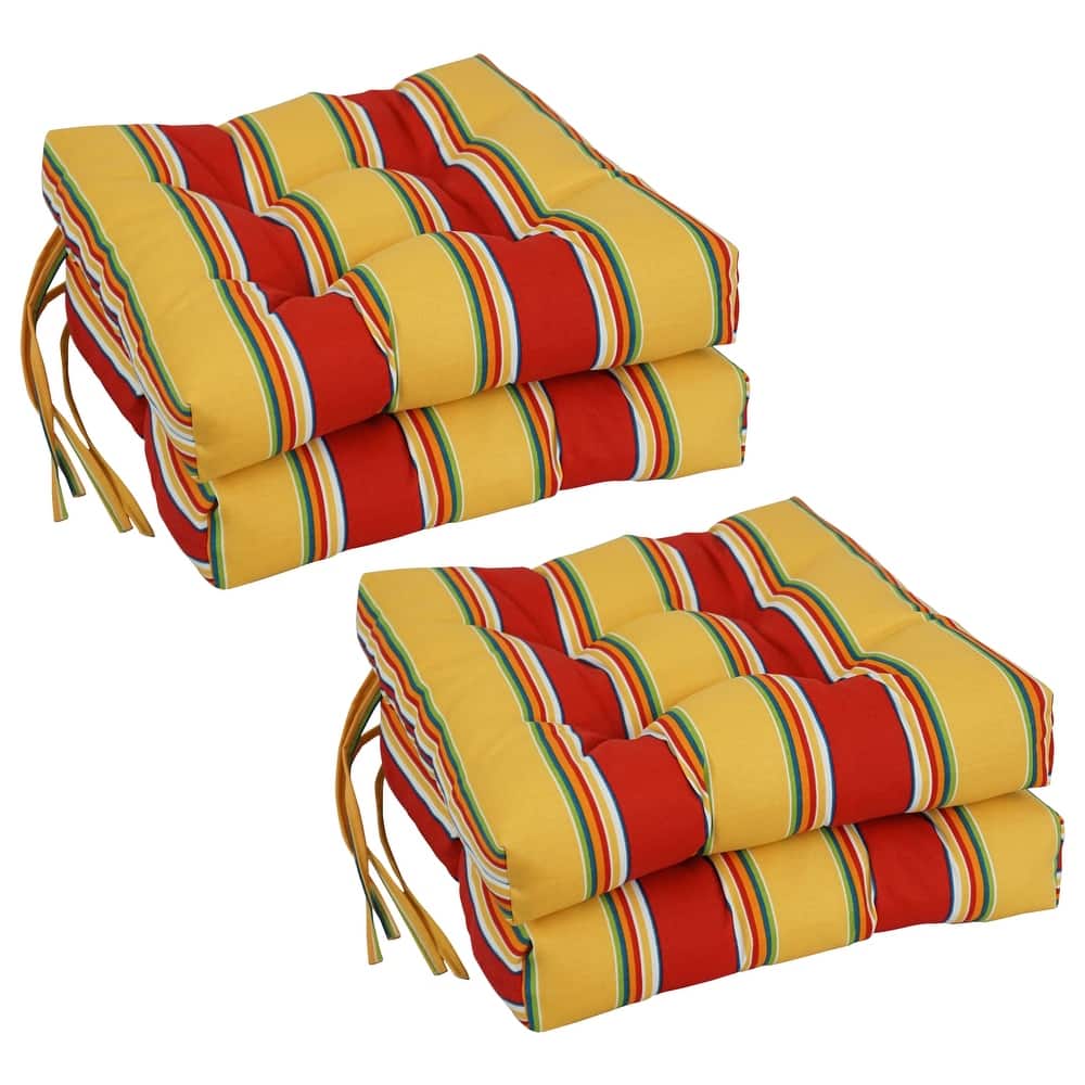 16-inch Square Tufted Indoor/Outdoor Chair Cushions (Set of 4) - 16"