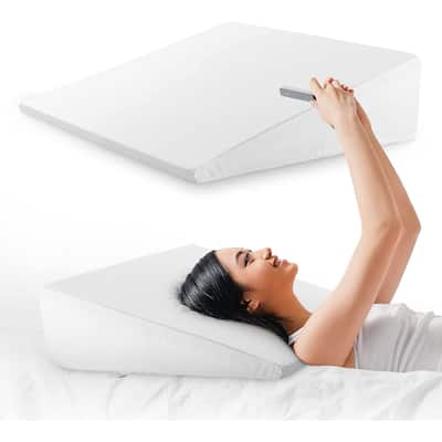 Cheer Collection Ultra Supportive Memory Foam Bed Wedge Pillow - White