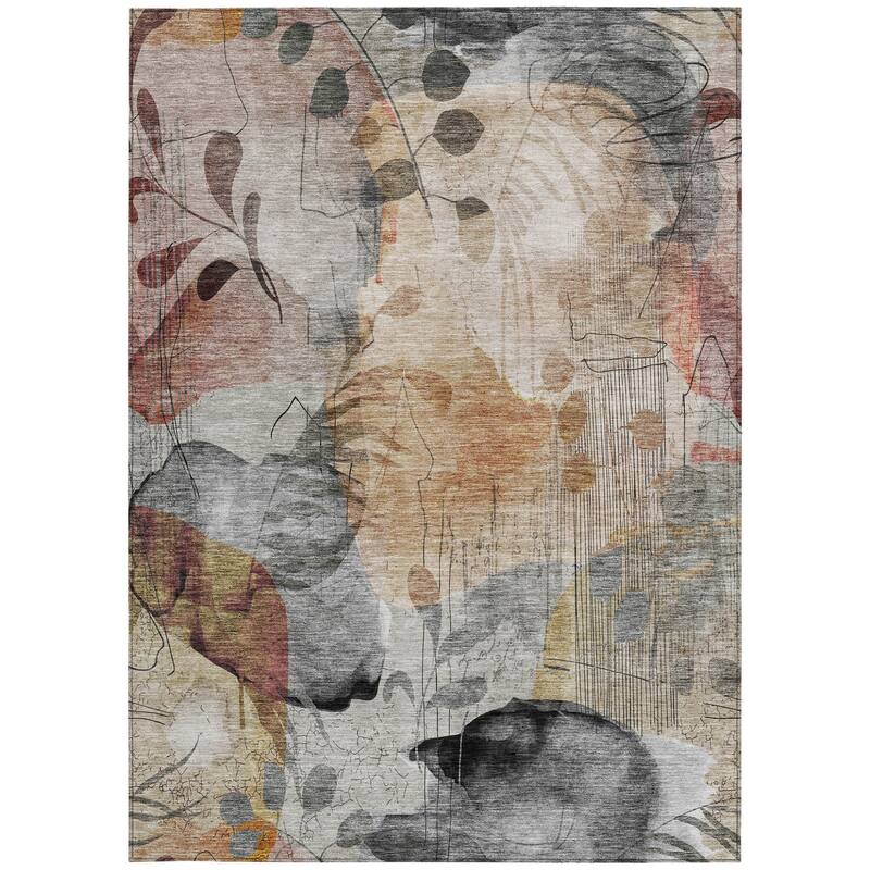 HomeRoots Floral Transitional Rectangle Outdoor Rug
