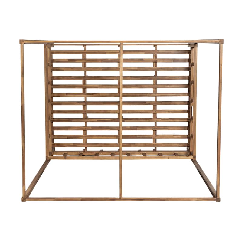 Scott Living Outdoor Acacia Wood Daybed with Canopy and Curtains, Washable Cushions and Detachable Pillows