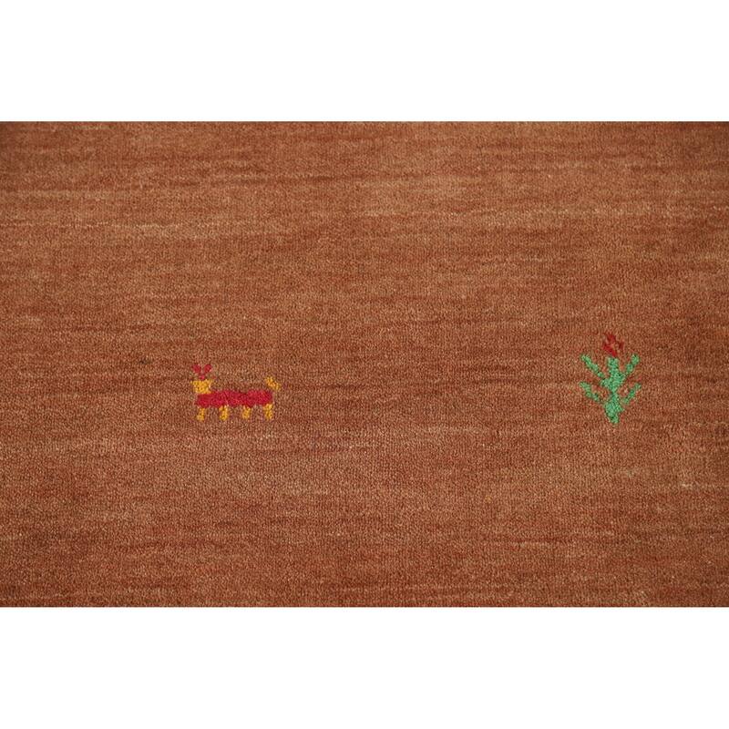 Hand Knotted Oriental 100% Wool Carpet Tribal Animal Pictorial Brown Gabbeh Area Rug - 5' 10'' X 4' 0''