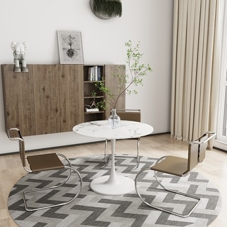 Modern Round Dining Table Solid Metal Base Coffee Table - Bed Bath ...