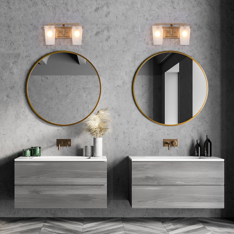 Modern Dimmable 2-light Bathroom Vanity Lights Frosted Glass Wall Sconces - L14" x W7.5" x H8"