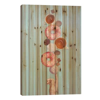 Weekend Donuts Print On Wood by Dina Belenko - Multi-Color