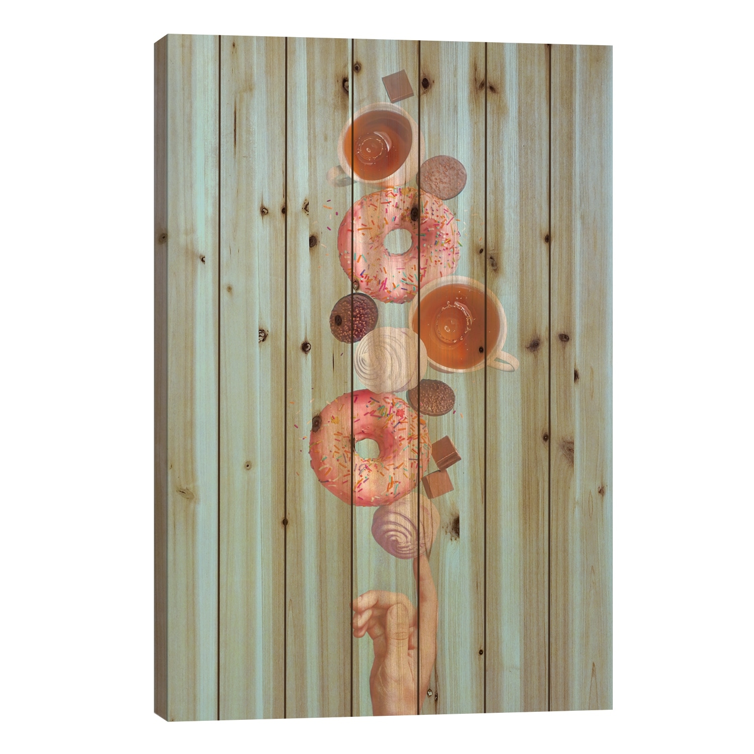 Weekend Donuts Print On Wood by Dina Belenko - Multi-Color