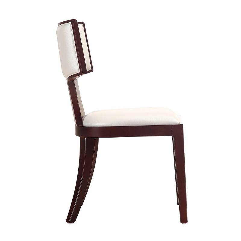 Pulitzer Pearl White and Walnut Faux Leather Dining Chair (Set of Two)