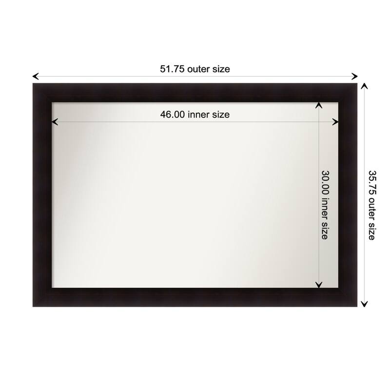Portico Espresso Framed Non-Beveled Custom Wall Mirror, Bathroom Vanity Mirror - Outer Size: 51.75 x 35.75
