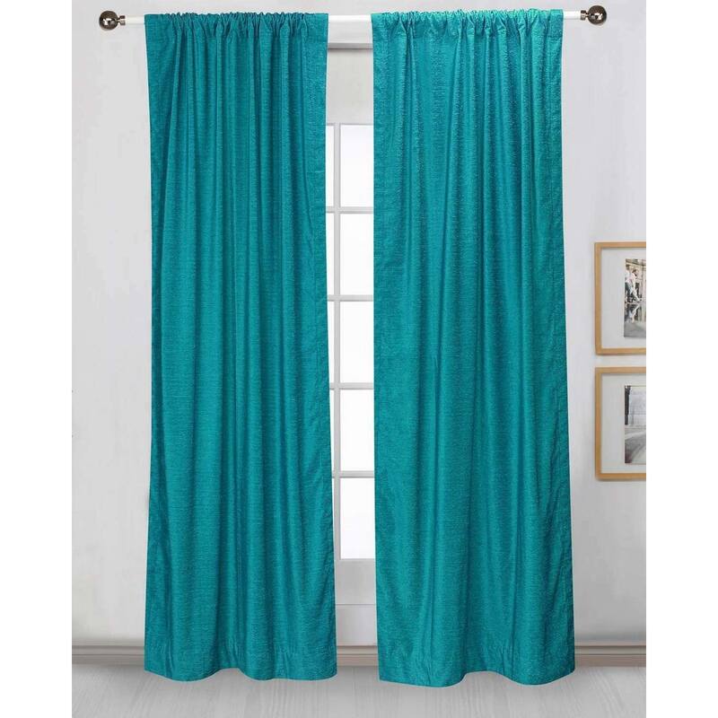 Turquoise Rod Pocket Velvet Curtain / Drape / Panel - Piece - 60" W X 63" L (Unlined) - 63 Inches