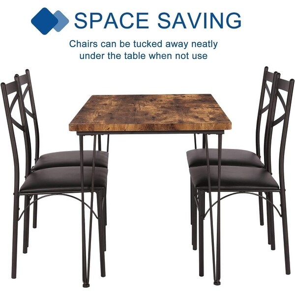 VECELO Modern 3 5 piece Dining Set Tempered Glass Top and Wood Top Steel Dining Table and Chair Set of 2 4 On Sale Bed Bath Beyond 18541669