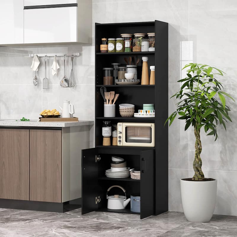 Costway 70" Bookcase with Adjustable Shelves with 2-Door Cabinet - See Details