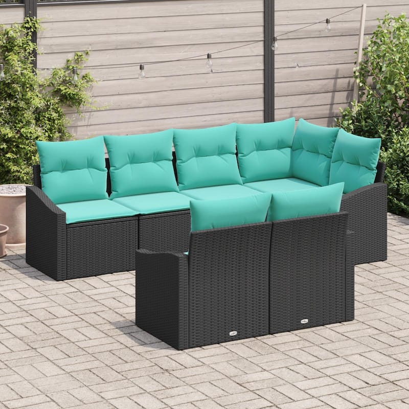 vidaXL 7 Piece Garden Sofa Set with Cushions - 91.9×48.6×27.2