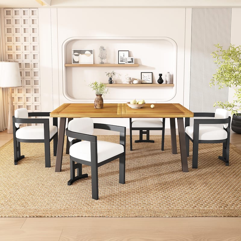Christopher Knight Home - Evelyn Upholstered Rubberwood Dining Chairs (Set of 4) - White+Black