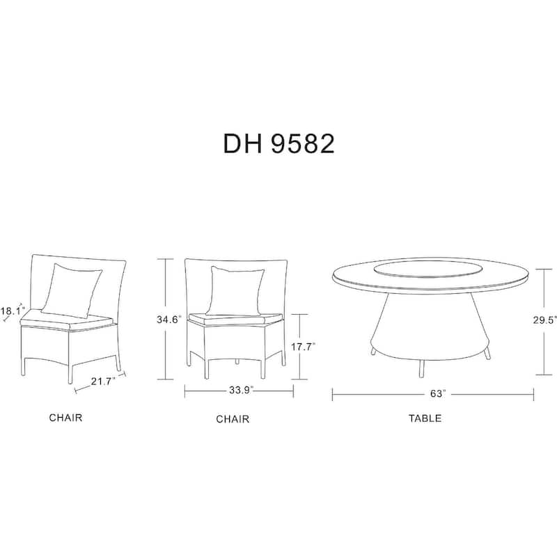 Manhattan Comfort Nightingdale Black 7-Piece Rattan Outdoor Dining Set with Green Cushions