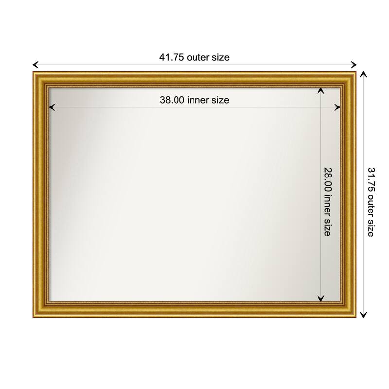 Townhouse Gold Framed Non-Beveled Custom Wall Mirror, Bathroom Vanity Mirror - Outer Size: 41.75 x 31.75