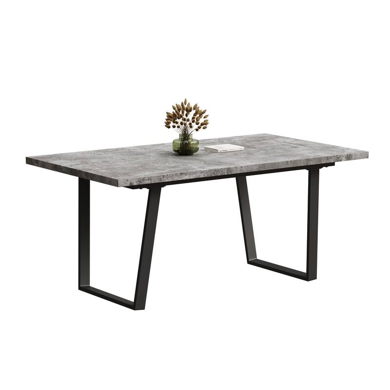 GDFStudio - Kavon Modern Minimalist Wooden Dining Table with Sturdy Metal Frame & Spacious Rectangular Top