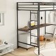 preview thumbnail 3 of 9, Twin Size Loft Bed with Cinnamon Wood Desk and Closet Rod,Kids Bed Design