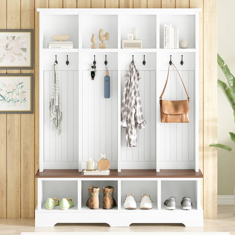 Farmhouse-Inspired 3-in-1 Entryway Organizer by Harper&Bright Designs