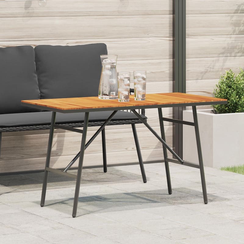 vidaXL Dining Table - Black, 43.3x21.7x24.4 in, Made from Solid Acacia Wood - 43.3 x 21.7 x 24.4 in