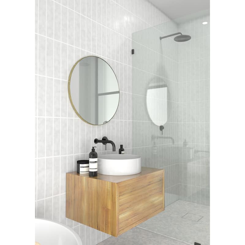Glass Warehouse Round 24" Stainless Steel Framed Mirror
