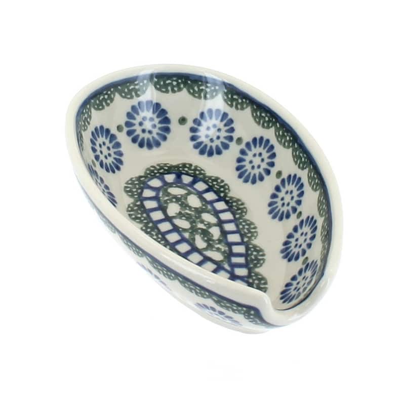 Blue Rose Polish Pottery 381 Ceramika Artystyczna Small Spoon Rest - Maia