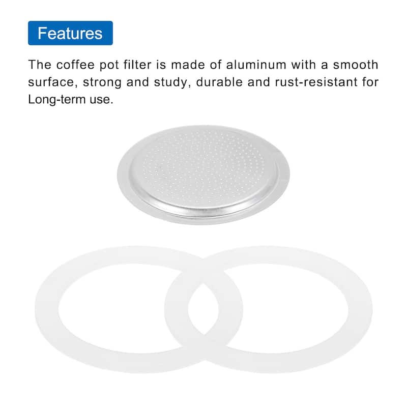 Aluminium Filter Replacement 64x53x3.4mm for 6-Cup Use Mocha Coffee Maker Pot - Silver