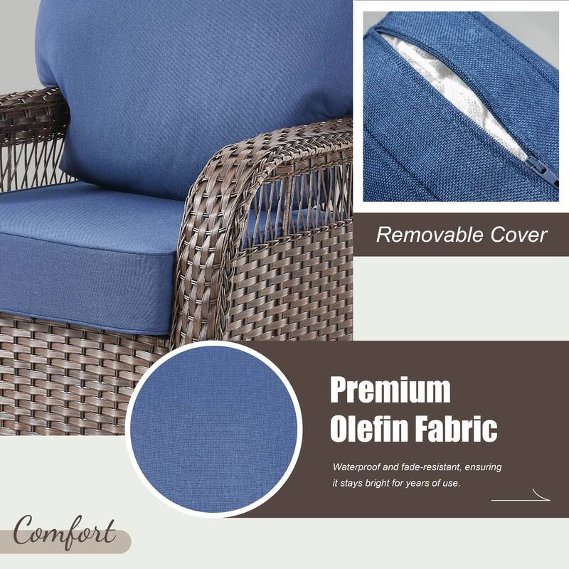 Pocassy Swivel Chair with Outdoor Sofa Ottoman Funiture Set.