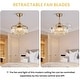 preview thumbnail 15 of 26, 48 in. Indoor Modern Ceiling Fan with Light Gold Retractable Crystal Chandelier Fan with Remote for Kitchen Living Room