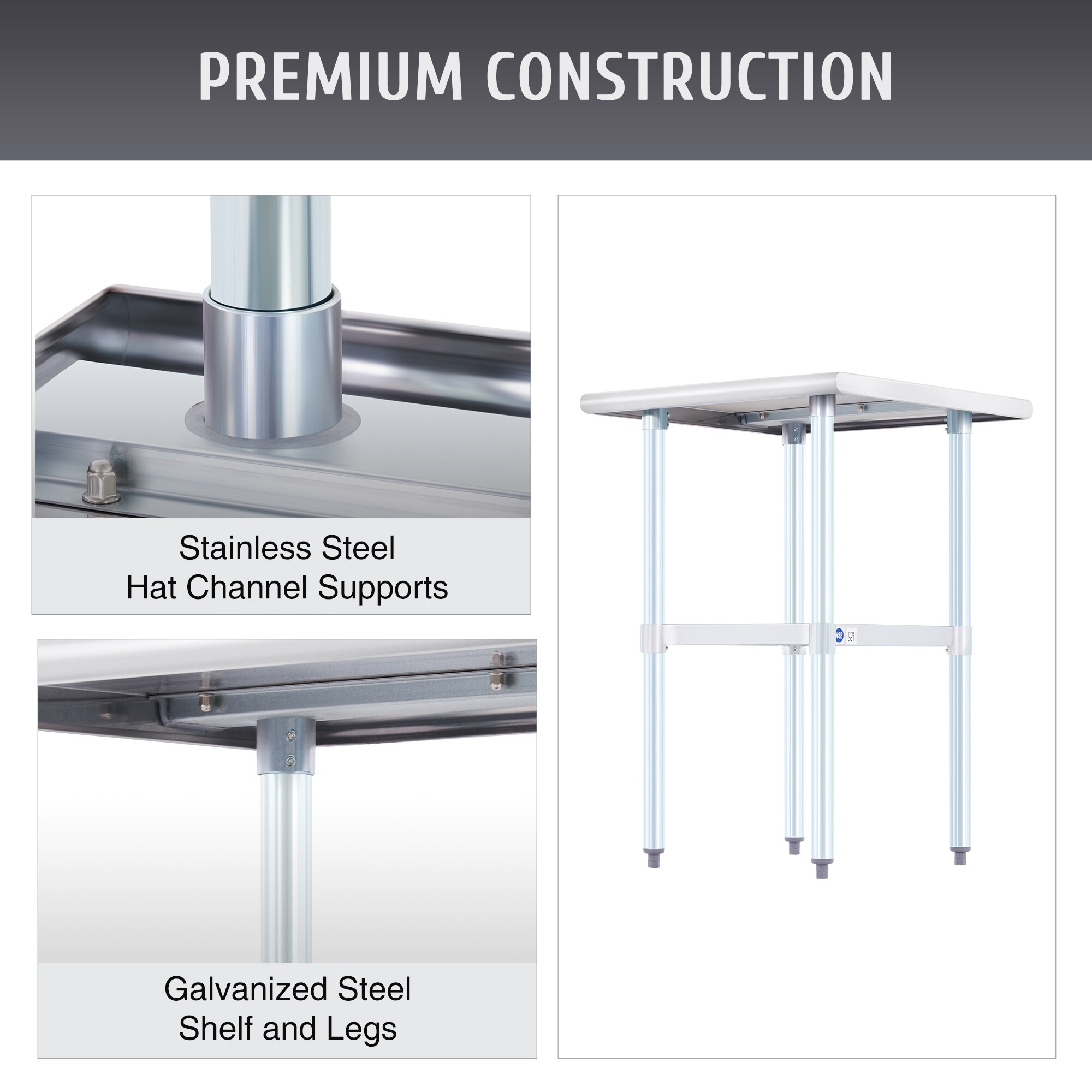 GRIDMANN 14 x 36 Stainless Steel Kitchen Wall Mount Shelf with Backsplash  - NSF Certified
