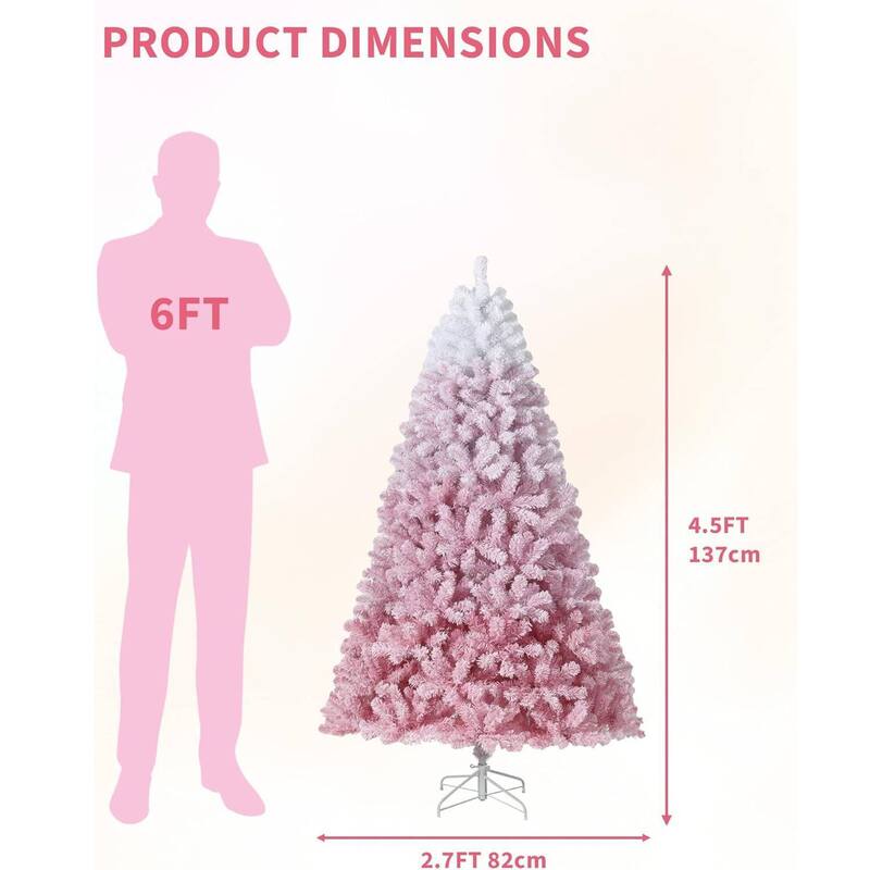 Pink Snow Flocked Artificial Christmas Tree for Home Office - N/A
