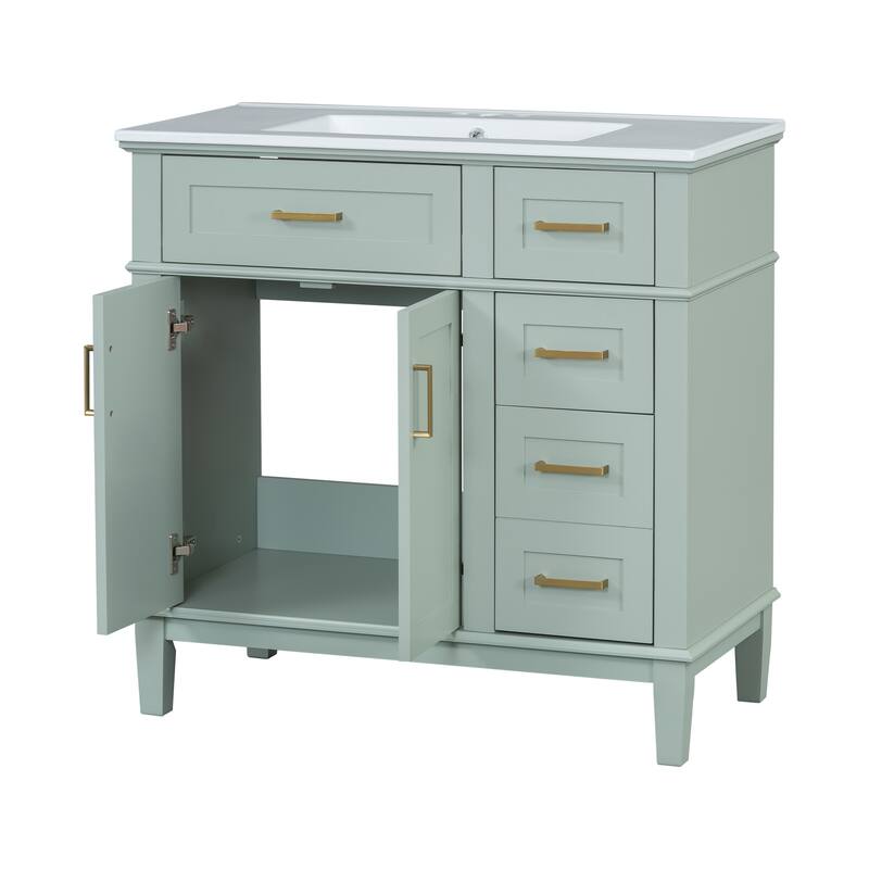 36" Modern Bathroom Vanity with Ceramic Sink