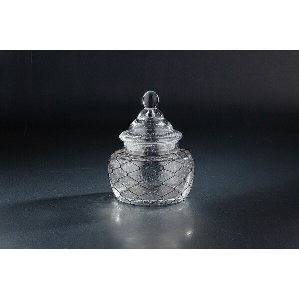 8.5" Clear Solid Hand Blown Glass Jar with Lid Tabletop Decor - N/A
