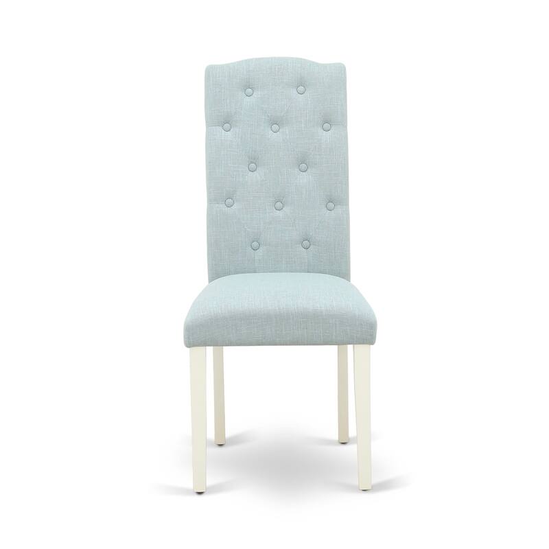 East West Furniture Dining Table Set- a Kitchen Table and Baby Blue Linen Fabric Parsons Chairs, Off-White(Pieces Options)