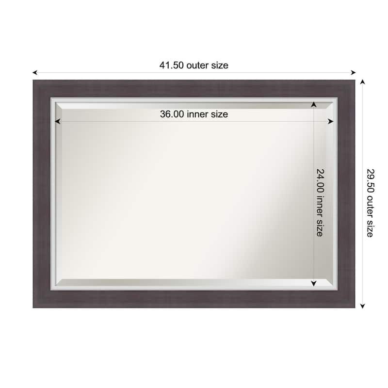 Ellie Beveled Framed Wall Mirror - 42 x 30 in - Ellie Brown Silver