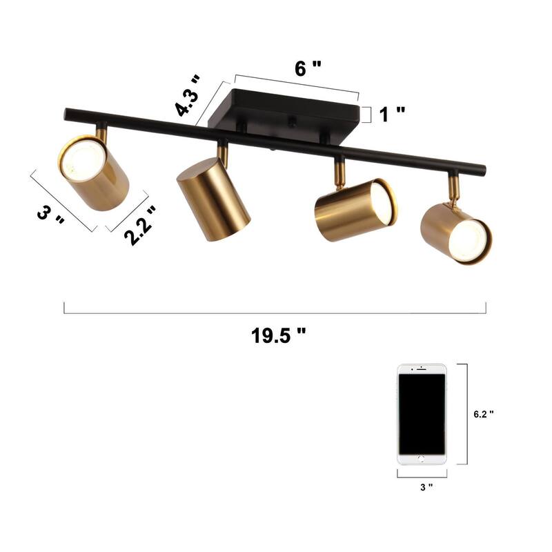Modern 4-Light Adjustable Head Spotlight Flush Mount Ceiling Light