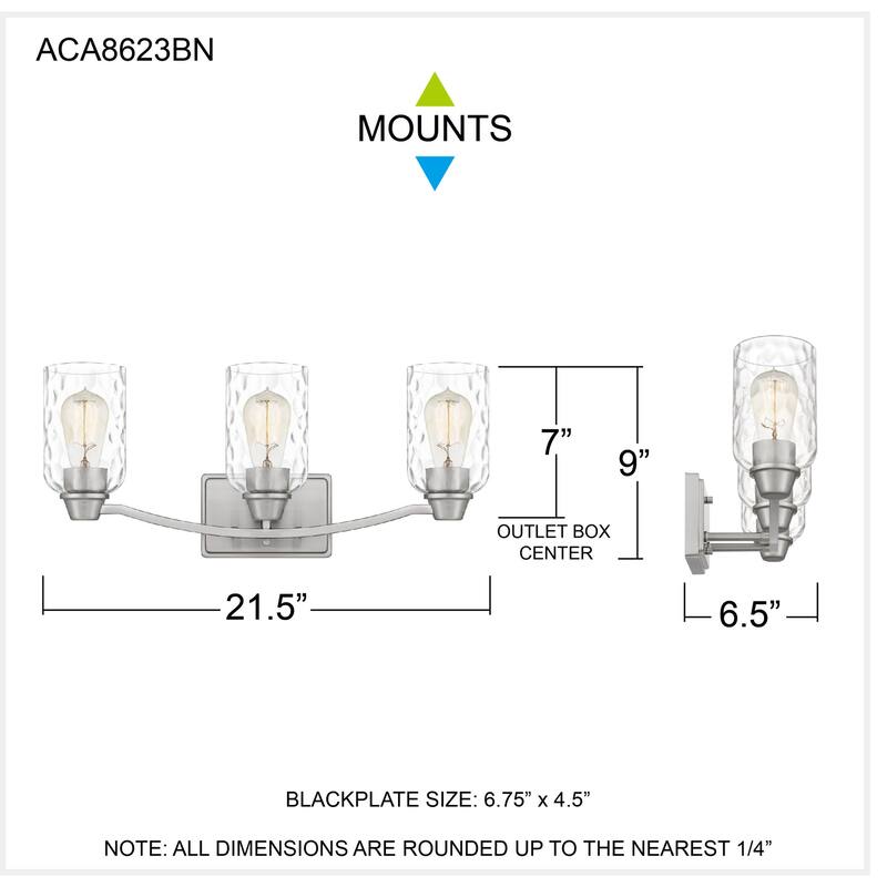 Acacia 3-Light Brushed Nickel Bath Light