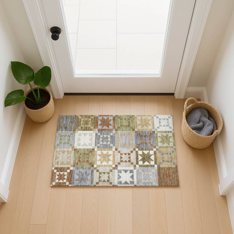 Machine Washable Indoor/ Outdoor Modern Newton Chantille Rug