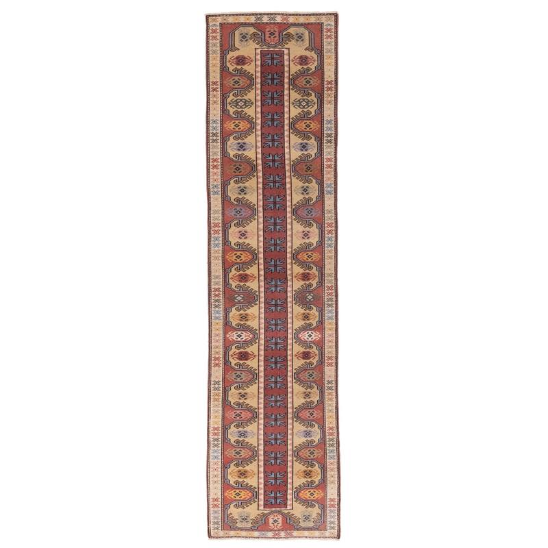 ECARPETGALLERY Hand-knotted Melis Vintage Red Wool Rug - 2'4 x 9'8