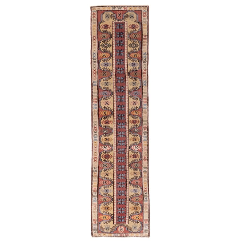 ECARPETGALLERY Hand-knotted Melis Vintage Red Wool Rug - 2'4 x 9'8