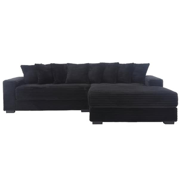 Oversized Two-Piece Couches, L Shaped Sofa, Corduroy, Right Chaise Daybed,with Armrests,Eight Throw Pillows,Corner Sofa